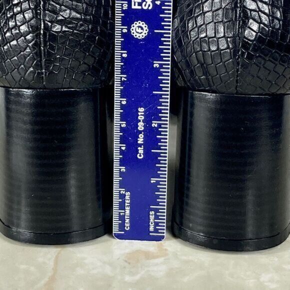 Antonio de Faria Ankle Boot Womens Size 9 Black Camila Snake Skin Chunky Heels - Picture 8 of 13